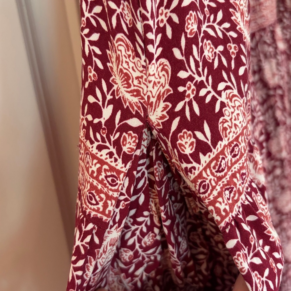 Max Studio Sleeveless Floral Boho Peasant Maxi Dress Pockets Medium Red & White - Picture 6 of 14